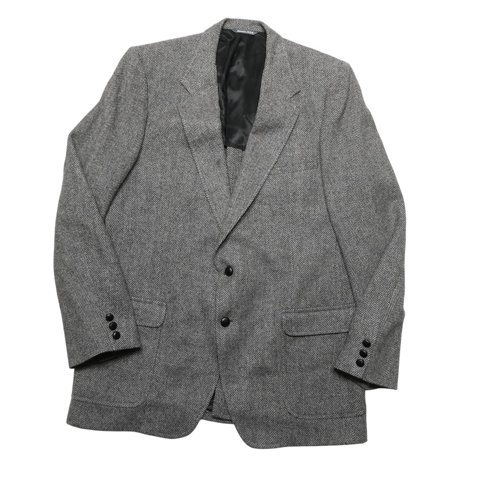 Cromwell Blazer Mens 46 Gray Herringbone All Wool Tweed Sport Coat Jacket‎ USA